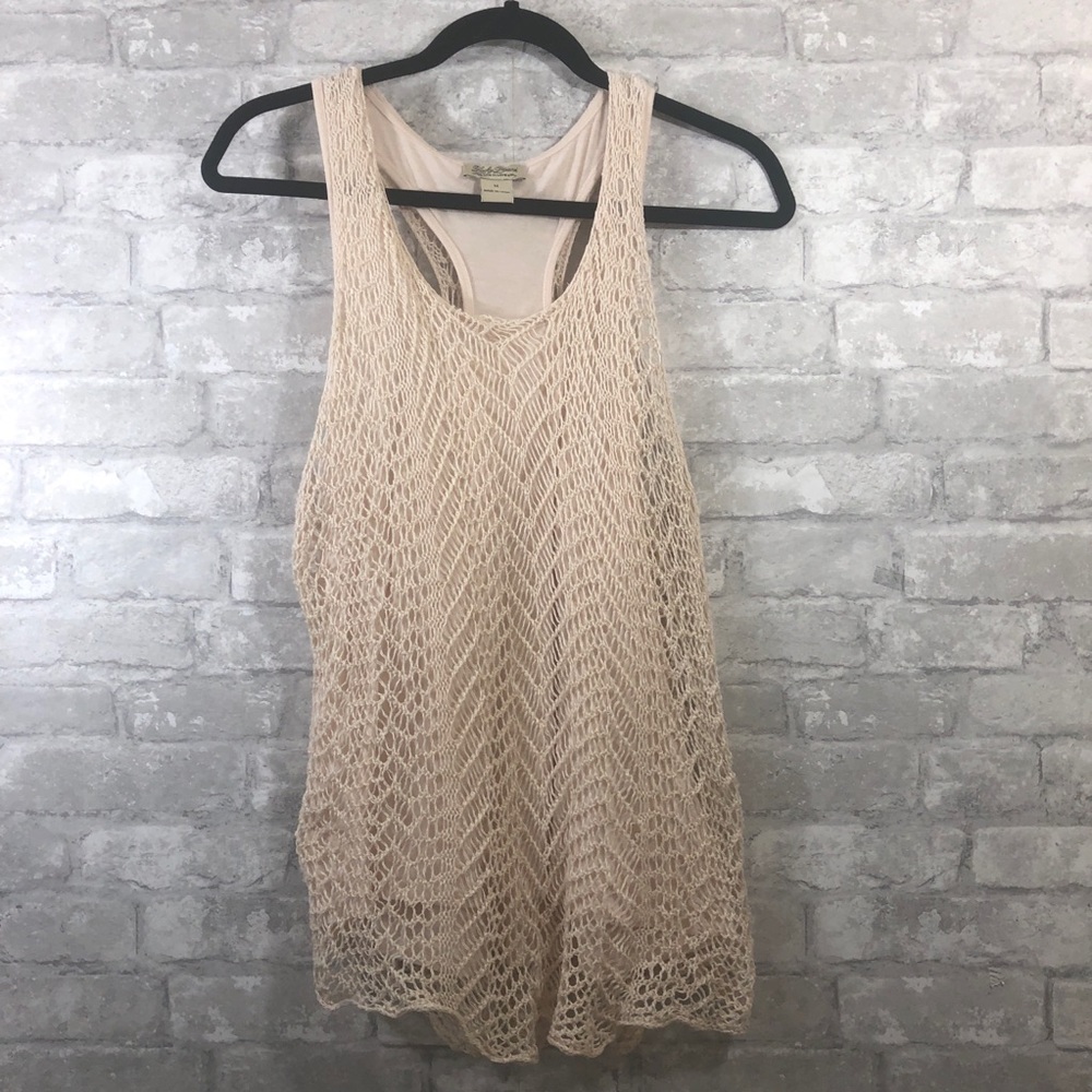 Lucky Brand Knit Lace Cream White Top